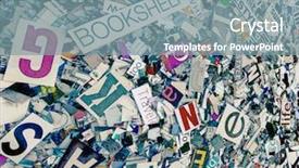  Presentation with random words - Cool new presentation theme with random words and letters magaazine backdrop and a seafoam green colored foreground