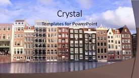  Presentation with amsterdam - Audience pleasing PPT theme consisting of randstad - old house in damrak district backdrop and a light blue colored foreground