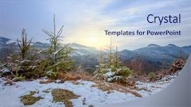  Presentation with trees - PPT theme enhanced with range and trees at sundown background and a light blue colored foreground