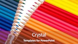  Presentation with range land animal - Cool new slide deck with range of colors with pencils backdrop and a crimson colored foreground