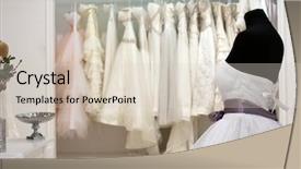  Presentation with mannequin - Slide set featuring range of wedding dresses background and a lemonade colored foreground