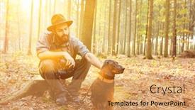  Presentation with woods - Audience pleasing slide deck consisting of ranger-with-his-dog backdrop and a yellow colored foreground