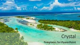  Presentation with pacific island - Presentation design featuring rangiroa aerial drone video background and a mint green colored foreground
