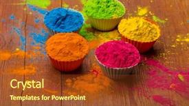  Presentation with holi - PPT theme consisting of rangoli - holi color powder organic gulal background and a tawny brown colored foreground