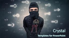  Presentation with tool belt tools - Audience pleasing PPT theme consisting of ranking - burglar standing with tools backdrop and a tawny brown colored foreground