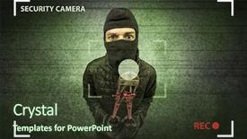  Presentation with camera - PPT layouts enhanced with ranking - caught burglar by house camera background and a tawny brown colored foreground