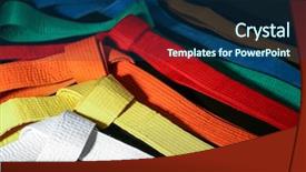  Presentation with belts - PPT theme with ranking - colorful karate belts on dark background and a ocean colored foreground