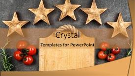  Presentation with five stars - Colorful theme enhanced with ranking - five stars on dark background backdrop and a gold colored foreground
