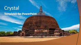  Presentation with sri lanka - Amazing PPT theme having rankot-vihara-buddhist-dagoba-stupa backdrop and a teal colored foreground