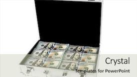  Presentation with suitcase - Presentation design enhanced with ransom - suitcase of money with hundred background and a mint green colored foreground