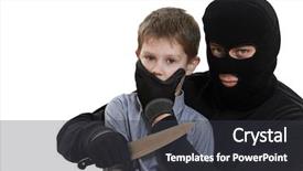  Presentation with kidnapping - Cool new PPT theme with ransom - thief burglar kidnapper threaten backdrop and a dark gray colored foreground