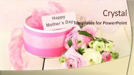  Presentation with mothers day - Beautiful PPT theme featuring ranunculus persian buttercups and gift for mothers day on white wooden background backdrop and a lemonade colored foreground