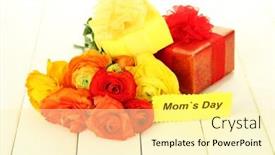  Presentation with mothers day - PPT theme consisting of banana two group have 3 pieces are peel show inside and all on fresh leave in plant background and a yellow colored foreground