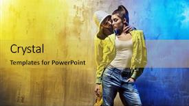  Presentation with concrete - Presentation design enhanced with rap - young fashionable couple background and a yellow colored foreground