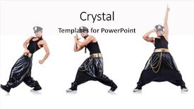  Presentation with orchestra dancer band - PPT theme having rap dancer in wide pants background and a sky blue colored foreground