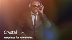  Presentation with club - Presentation design with rap music - black dj in a club background and a tawny brown colored foreground