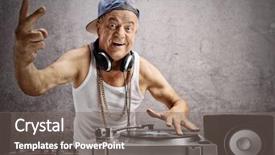  Presentation with peace - Amazing PPT layouts having rap music - elderly dj making a peace backdrop and a gray colored foreground