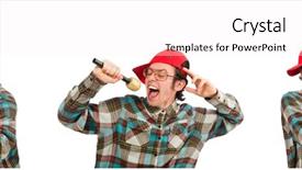  Presentation with of kids singing - PPT theme consisting of rap music - funny guy singing isolated background and a sky blue colored foreground