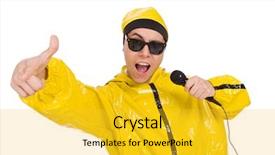  Presentation with mic - Presentation having rap music - funny performer with mic isolated background and a yellow colored foreground