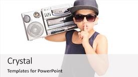  Presentation with hip hop - Slide set consisting of rap music - little boy in hip-hop outfit background and a white colored foreground