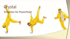  Presentation with modern eye glasses on yellow - PPT theme featuring rap music - modern dancer in yellow dress background and a cream colored foreground