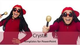  Presentation with old wite man and his music - PPT layouts having rap music - young man with microphone isolated background and a red colored foreground