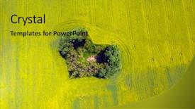  Presentation with save environment earth - Presentation theme with rapeseed field heart of earth background and a gold colored foreground