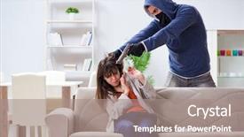  Presentation with home - PPT layouts consisting of rapists - armed man assaulting young woman background and a  colored foreground