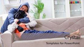  Presentation with home - Presentation theme with rapists - armed man assaulting young woman background and a  colored foreground