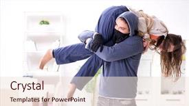  Presentation with young man and a woman - Amazing slide deck having rapists - armed man assaulting young woman backdrop and a  colored foreground