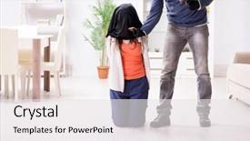  Presentation with man and woman - Audience pleasing slide deck consisting of rapists - armed man assaulting young woman backdrop and a  colored foreground