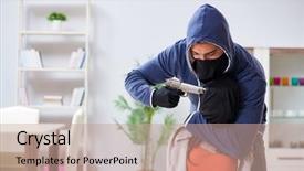  Presentation with young man and a woman - Presentation theme featuring rapists - armed man assaulting young woman background and a  colored foreground