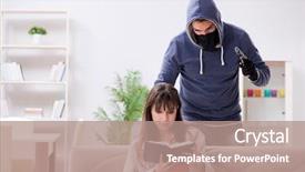  Presentation with young man and a woman - Presentation theme with rapists - armed man assaulting young woman background and a coral colored foreground