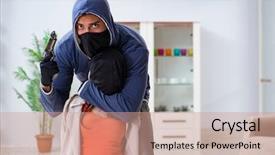  Presentation with home - Colorful presentation enhanced with rapists - armed man assaulting young woman backdrop and a coral colored foreground