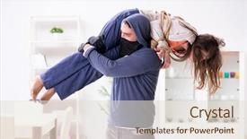  Presentation with man and woman - Colorful slide set enhanced with rapists - armed man assaulting young woman backdrop and a lemonade colored foreground