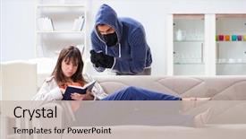  Presentation with man and woman - Amazing theme having rapists - armed man assaulting young woman backdrop and a soft green colored foreground