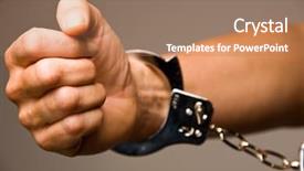  Presentation with crime - Theme with rapists - handcuffs - symbol for crime background and a coral colored foreground