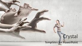  Presentation with young woman wearing boxer gloves - Amazing slide set having rapists - young woman in casual escaping backdrop and a light gray colored foreground