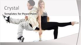  Presentation with rapper - Presentation theme having rapper and ballerina sit on yellow chair and look at camera isolated on white background background and a white colored foreground