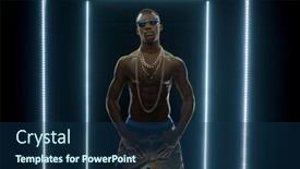  Presentation with rapper - Beautiful PPT theme featuring rapper-in-gold-chains-dancing backdrop and a ocean colored foreground