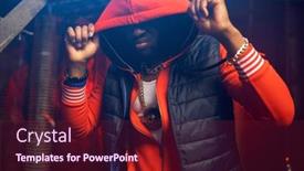  Presentation with rapper - PPT theme with rapper-in-red-hoodie-poses background and a tawny brown colored foreground