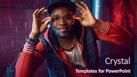  Presentation with rapper - PPT layouts with rapper-in-stylish-gold-glasses background and a wine colored foreground