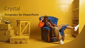  Presentation with rapper - Cool new presentation theme with rapper-posing-in-chair backdrop and a gold colored foreground