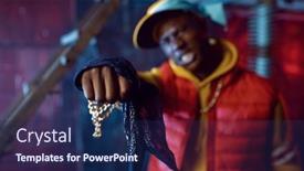  Presentation with rapper - Cool new slides with rapper-with-gold-chain-posing backdrop and a navy blue colored foreground