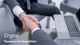  Presentation with handshake - Audience pleasing PPT layouts consisting of rapporyt - close up handshake business people backdrop and a gray colored foreground