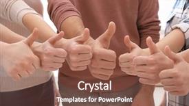  Presentation with people unity - Presentation theme featuring rapporyt - group of people showing thumb-up background and a tawny brown colored foreground