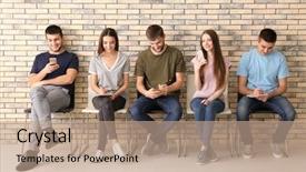  Presentation with people unity - Amazing slides having rapporyt - group of young people sitting backdrop and a coral colored foreground