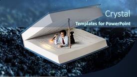  Presentation with reading - Audience pleasing PPT theme consisting of rapt-in-reading-mixed-media backdrop and a ocean colored foreground