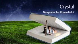  Presentation with reading - Colorful PPT layouts enhanced with rapt-in-reading-mixed-media backdrop and a navy blue colored foreground