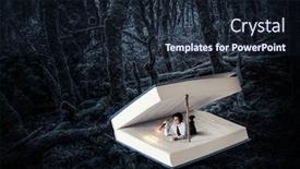  Presentation with reading - Amazing PPT layouts having rapt-in-reading-mixed-media backdrop and a wine colored foreground